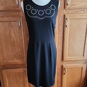 mark. Black and White Embellished Sheath Mini Dress